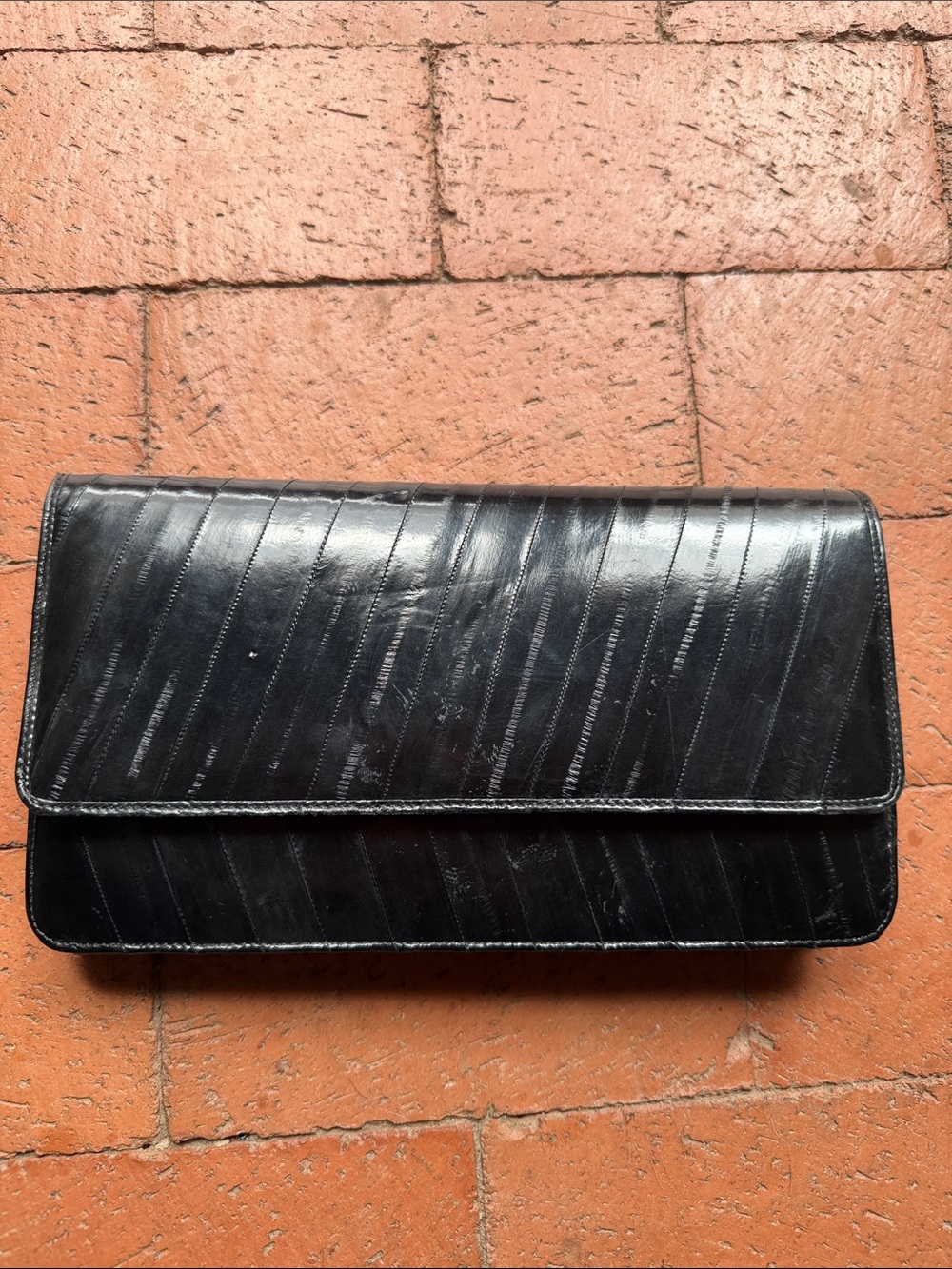 Vintage Black eel Leather Clutch